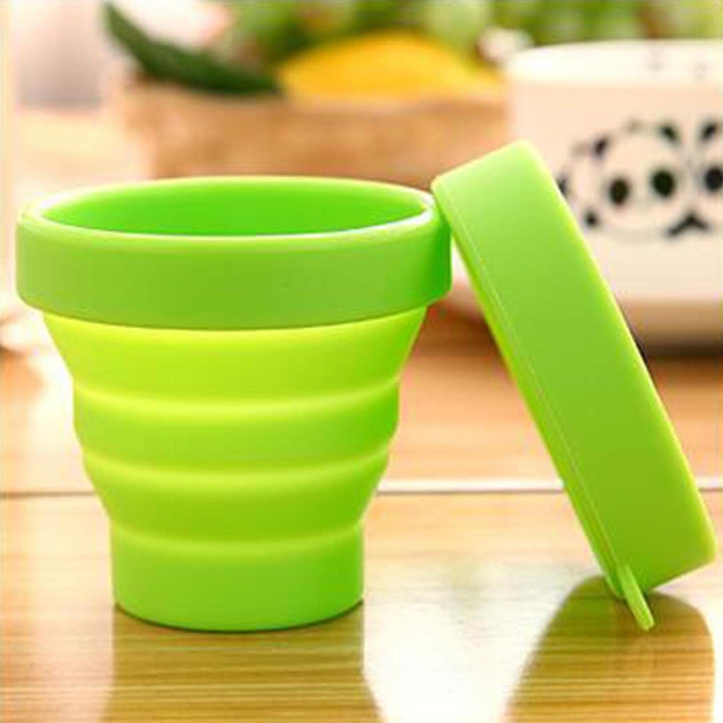 Round Silicone Foldable Travel Mug With Lid