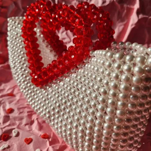 Sweetheart Pearl Beaded Clutch