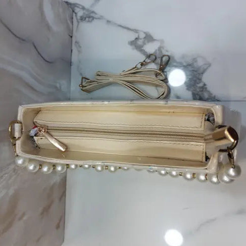 Pearl Elegance Glossy Shoulder Bag