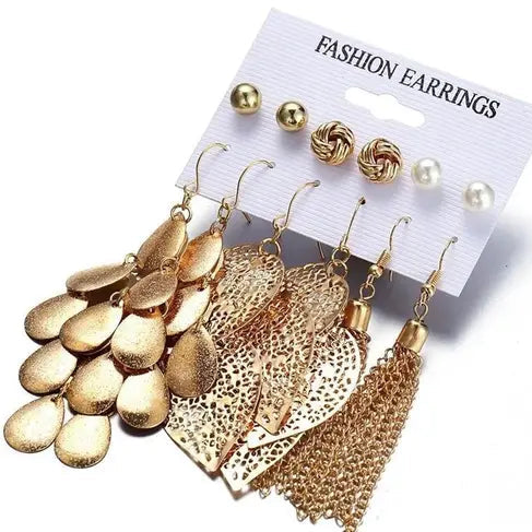 Golden Glitz Earring Ensemble