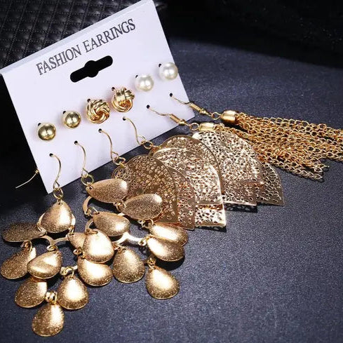 Golden Glitz Earring Ensemble