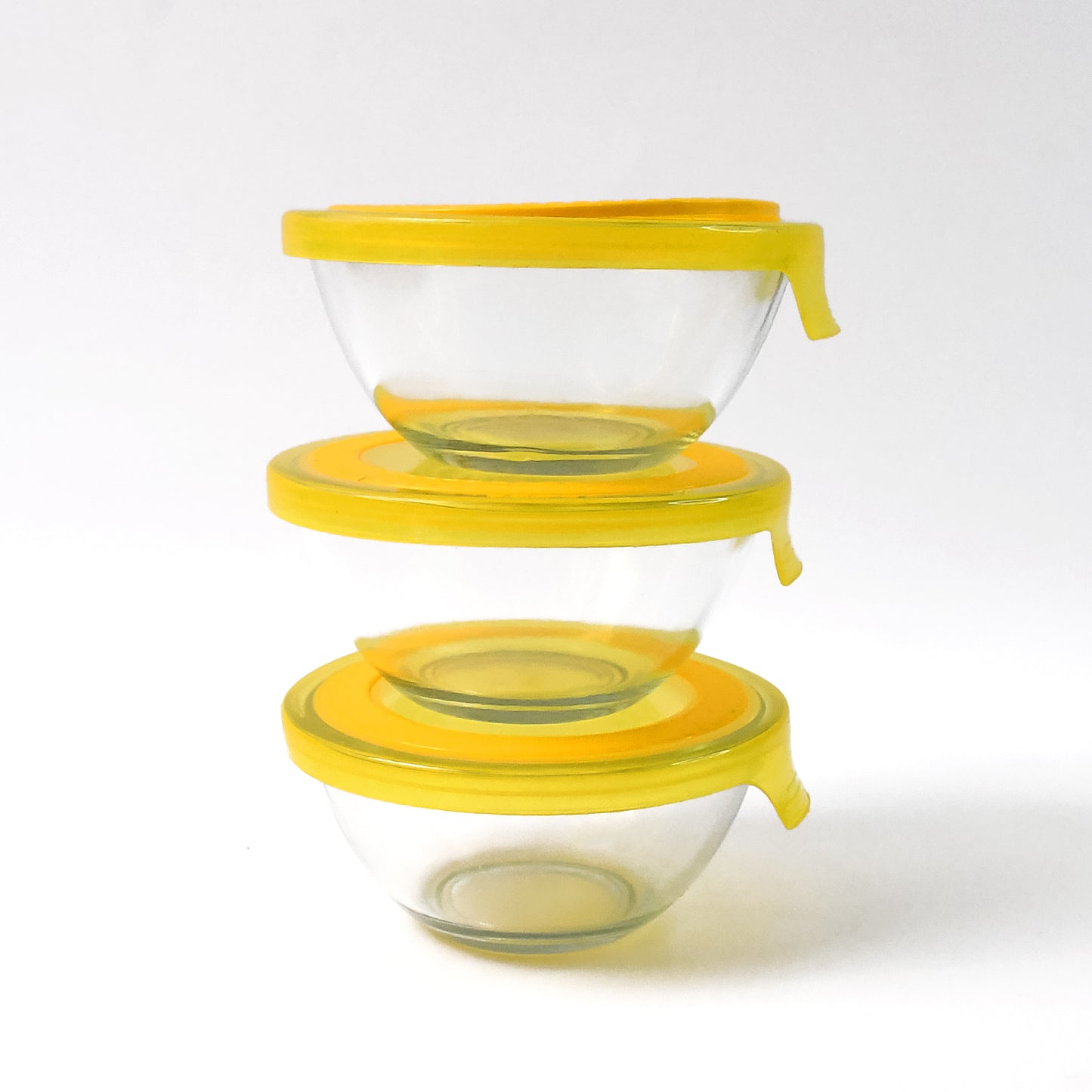 CrystalNest 3-Piece Glass Mixing & Storage Bowl Set with Lids
