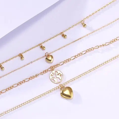 Golden Globe Heart Layered Necklace