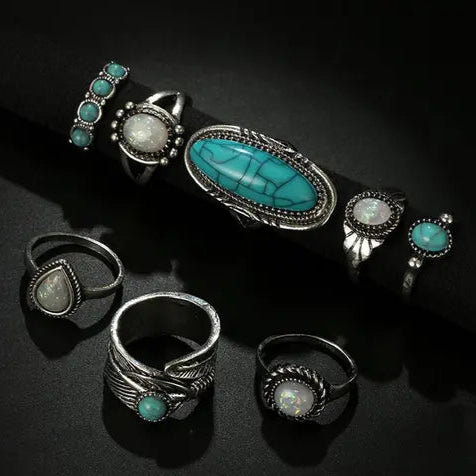 Turquoise Trails Ring Set