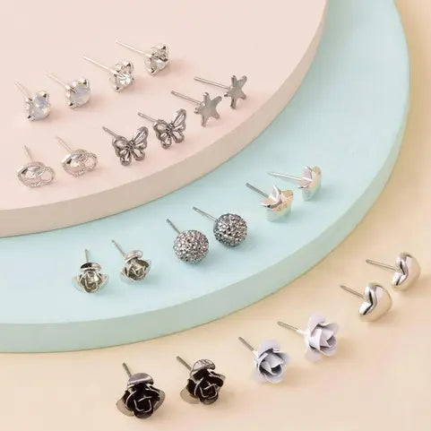 Luna Luxe Silver Stud Set