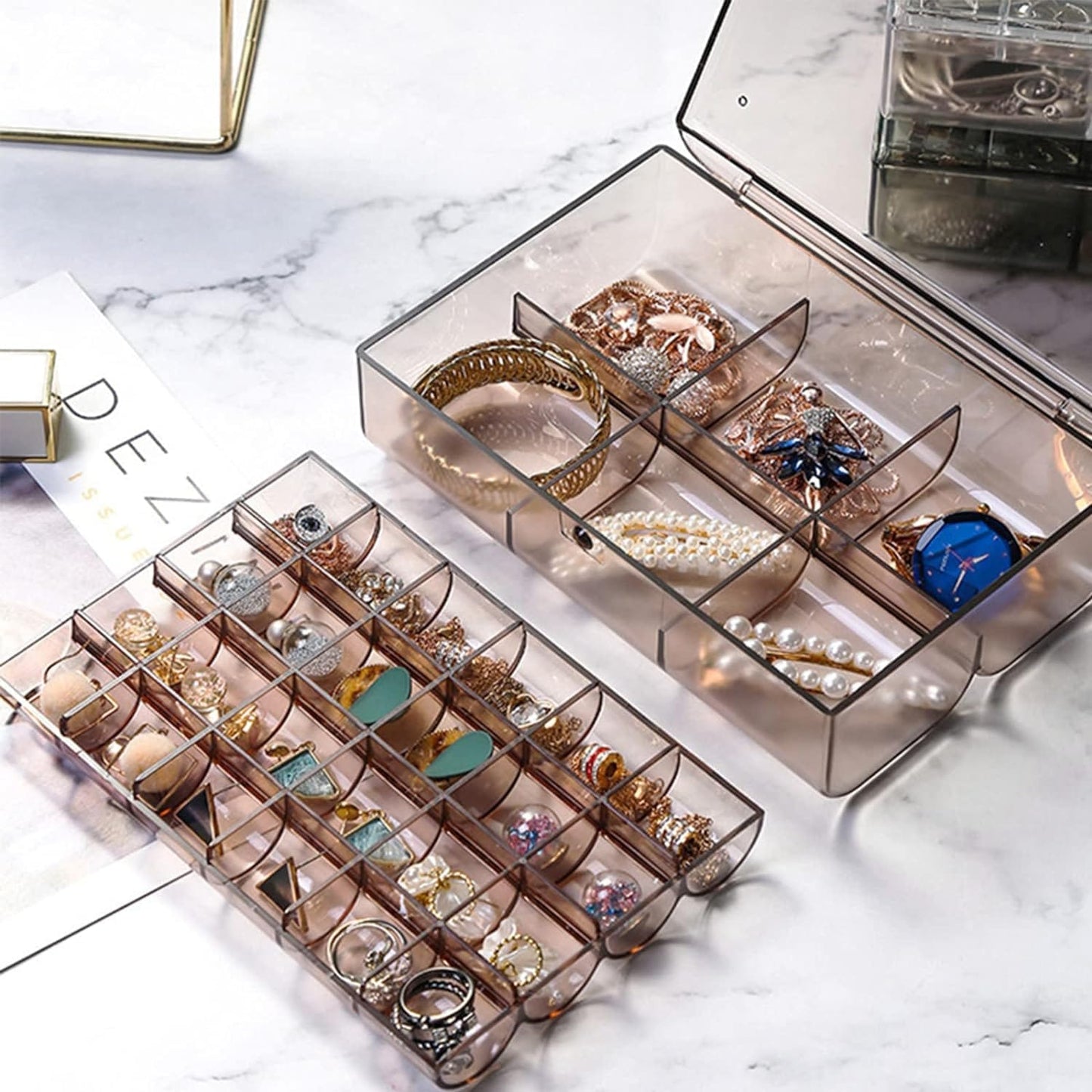 Dual-Layer Jewelry Organizer Box