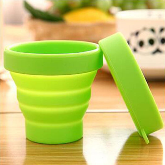 Round Silicone Foldable Travel Mug With Lid