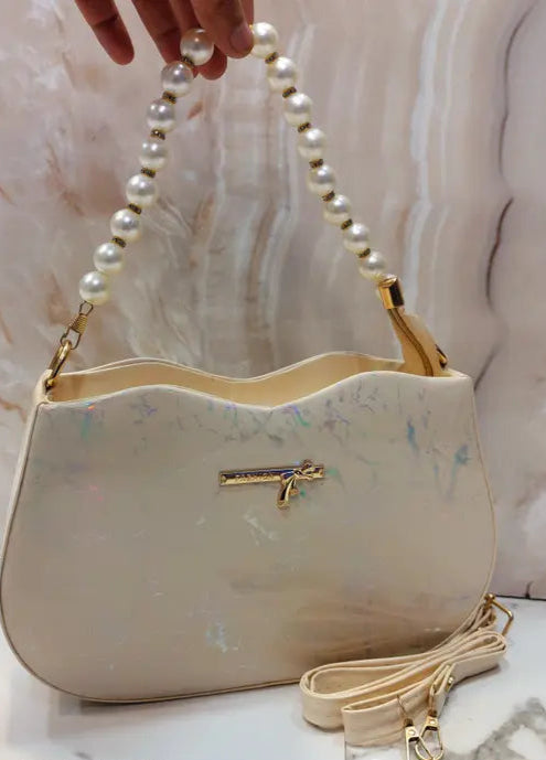 Pearl Elegance Glossy Shoulder Bag