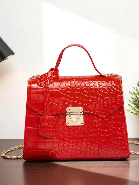 LuxeCroc Red Handbag