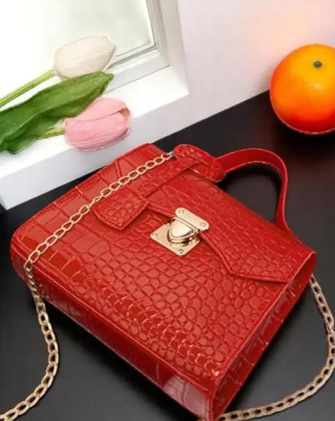 LuxeCroc Red Handbag