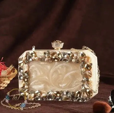Champagne Crystal Crown Clutch
