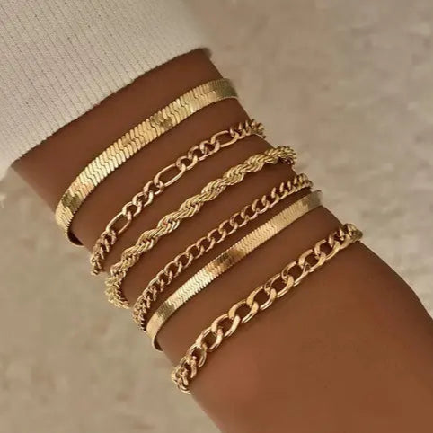 Golden Gleam Chain Bracelet Set