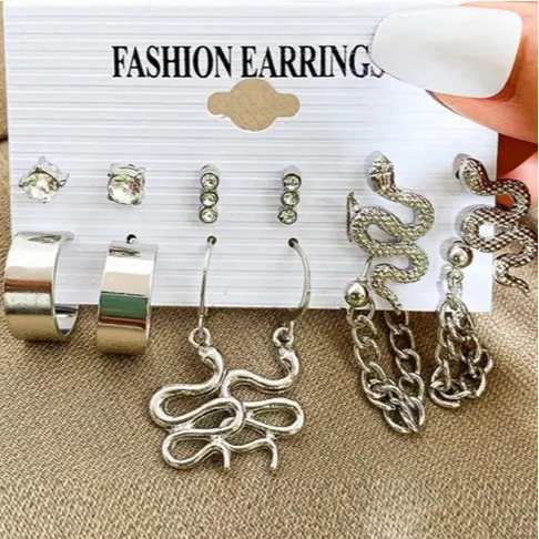 Silver Viper Earring Set