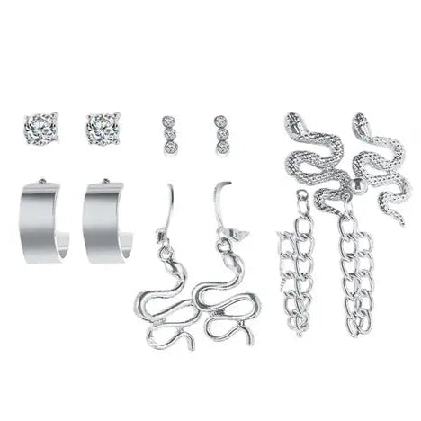 Silver Viper Earring Set