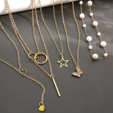 CharmScript Golden Necklace Set