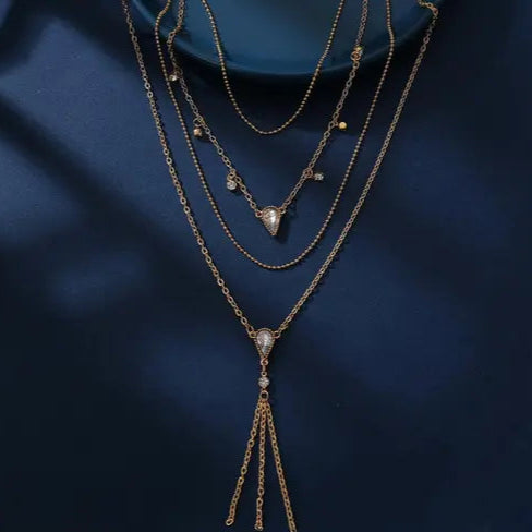 Noir Cascade – Layered Elegance Necklace