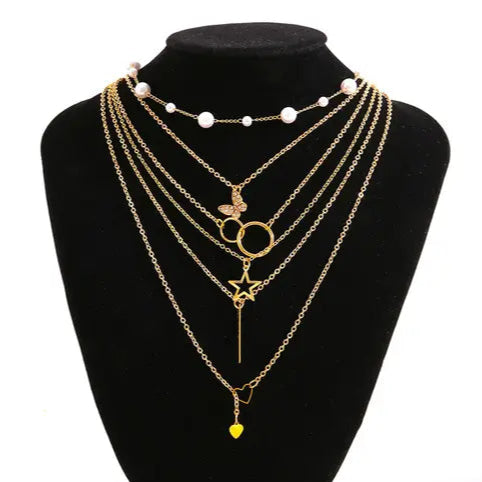 CharmScript Golden Necklace Set