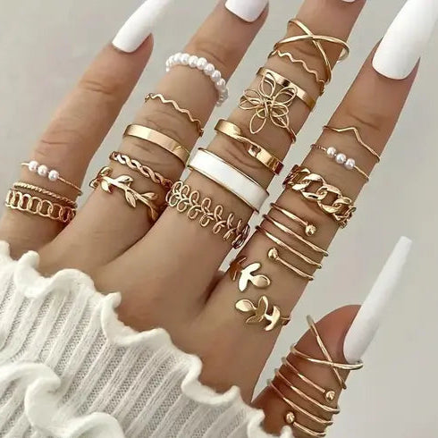 GoldenMuse 21-Piece Ring Set