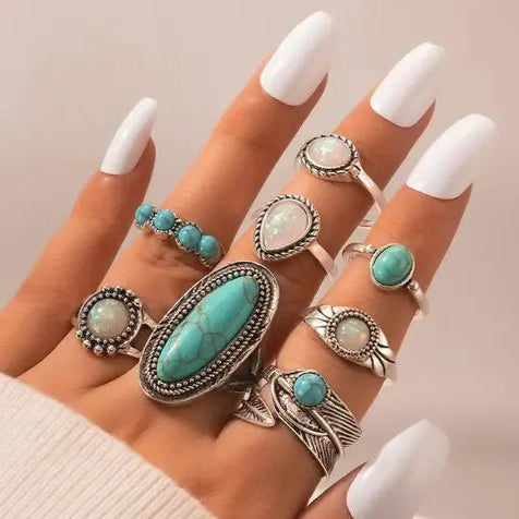 Turquoise Trails Ring Set