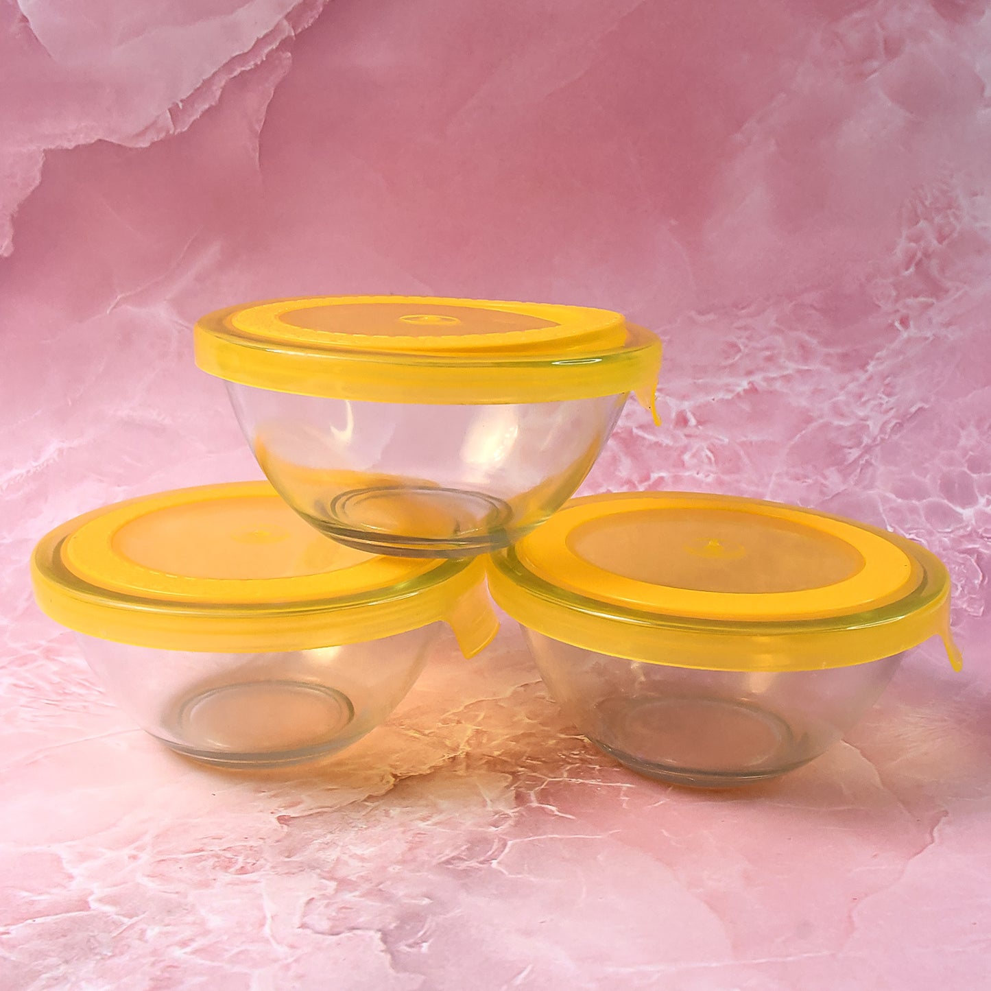 CrystalNest 3-Piece Glass Mixing & Storage Bowl Set with Lids